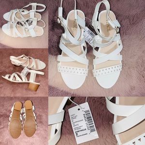 white sandals with heels Girls size 2